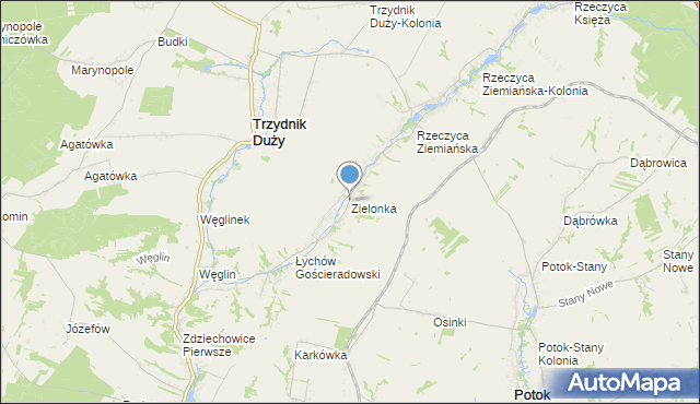 mapa Zielonka, Zielonka gmina Trzydnik Duży na mapie Targeo